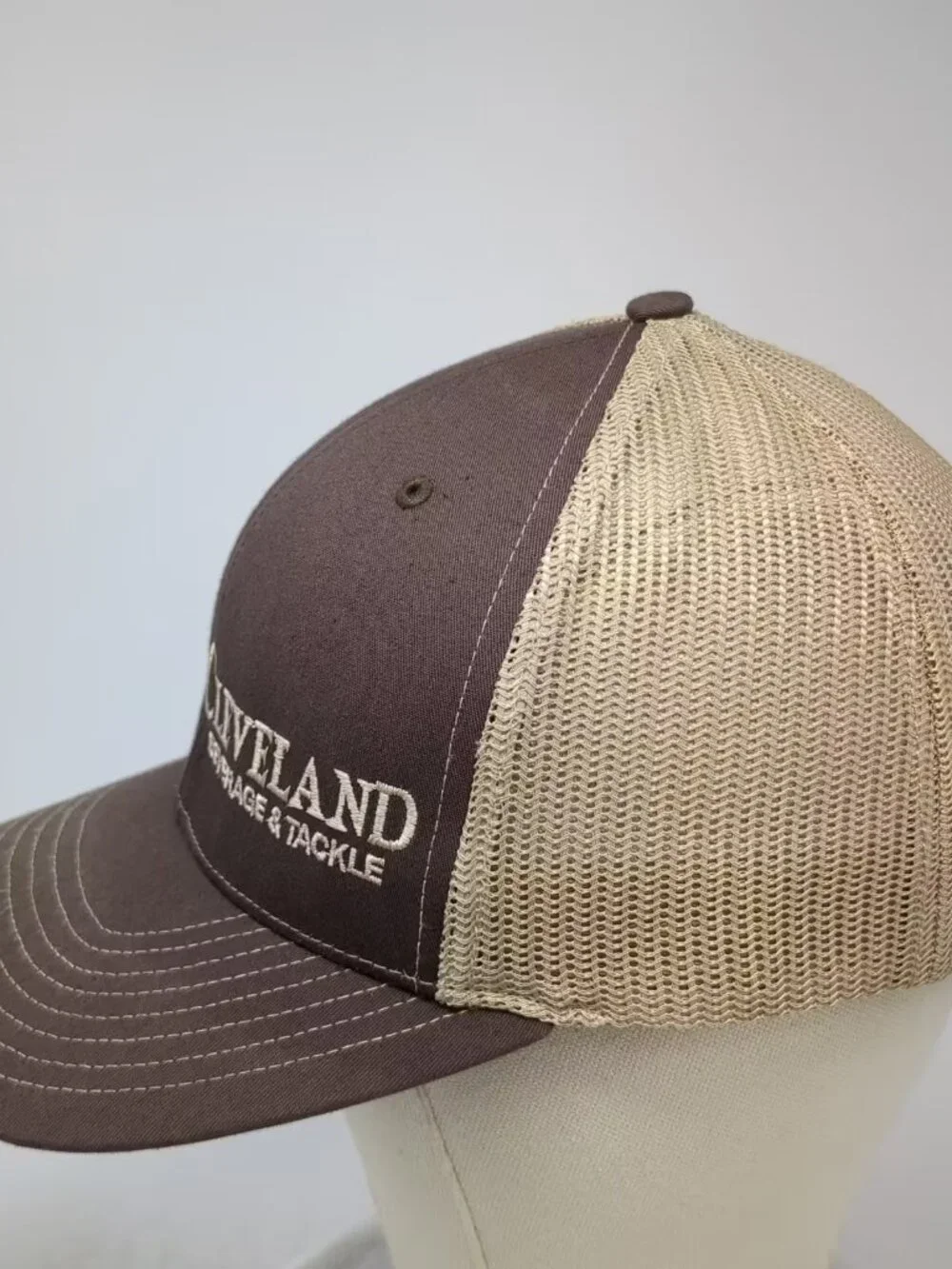 Richardson Trucker Hat Brown Beige OS Snapback East Cleveland Beverage Tackle